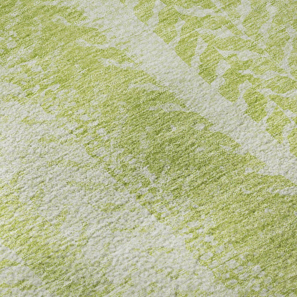 HomeRoots 5' Artichoke Green & Ivory Striped Area Rug - Washable, UV Protected, Stain Resistant, Soft & Durable 656503