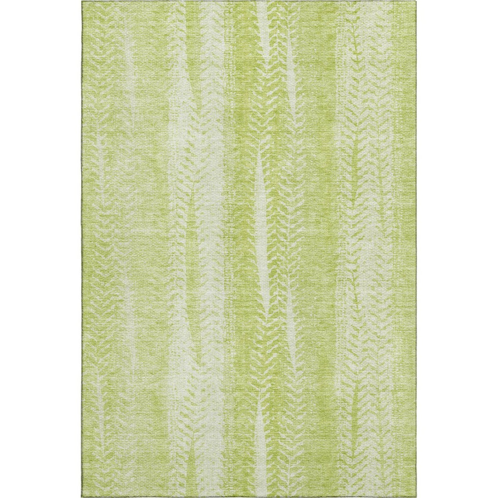 HomeRoots 8' X 10' Artichoke Green & Ivory Striped Washable Area Rug with UV Protection for High-Traffic Rooms 656505