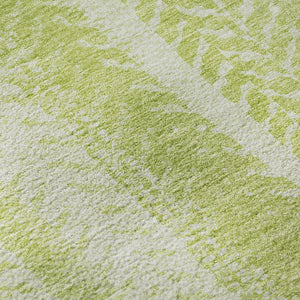 HomeRoots 8' X 10' Artichoke Green & Ivory Striped Washable Area Rug with UV Protection for High-Traffic Rooms 656505