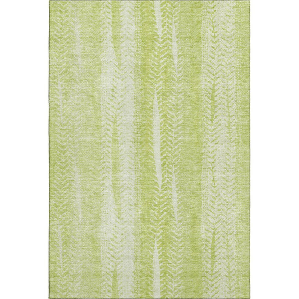 HomeRoots 9' Artichoke Green & Ivory Striped Washable Area Rug - Durable, UV Protected, Perfect for Busy Homes! 656506