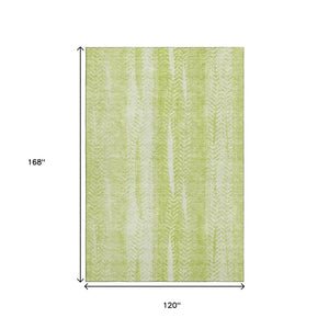 HomeRoots 10' Artichoke Green & Ivory Striped Washable Area Rug - UV Protected, Durable & Stylish for Homes 656507