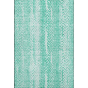 HomeRoots 8' X 10' Aqua and Ivory Striped Washable Area Rug with UV Protection for Coastal Living Spaces 656511