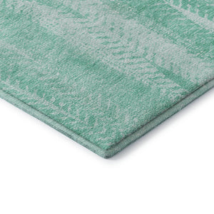HomeRoots 8' X 10' Aqua and Ivory Striped Washable Area Rug with UV Protection for Coastal Living Spaces 656511