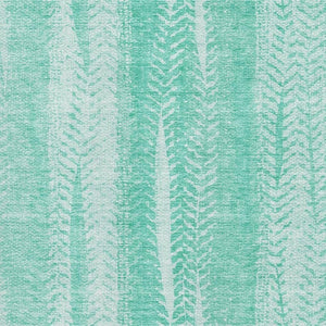HomeRoots 8' X 10' Aqua and Ivory Striped Washable Area Rug with UV Protection for Coastal Living Spaces 656511