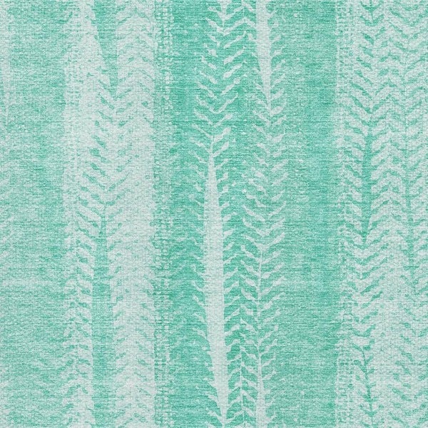 HomeRoots 8' X 10' Aqua and Ivory Striped Washable Area Rug with UV Protection for Coastal Living Spaces 656511