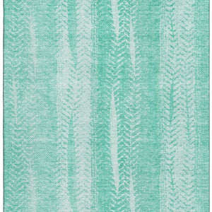 HomeRoots 8' X 10' Aqua and Ivory Striped Washable Area Rug with UV Protection for Coastal Living Spaces 656511