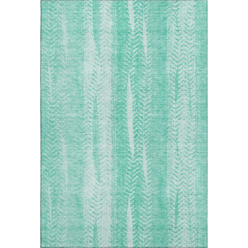 HomeRoots 9' X 12' Aqua and Ivory Striped Washable Area Rug with UV Protection for Coastal Home Decor Bliss 656512