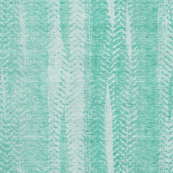 HomeRoots 9' X 12' Aqua and Ivory Striped Washable Area Rug with UV Protection for Coastal Home Decor Bliss 656512