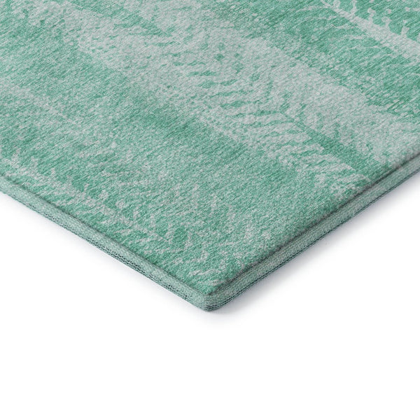 HomeRoots 10' Aqua and Ivory Striped Area Rug - Washable, UV Protected, Stain-Resistant for Easy Care & Style 656513
