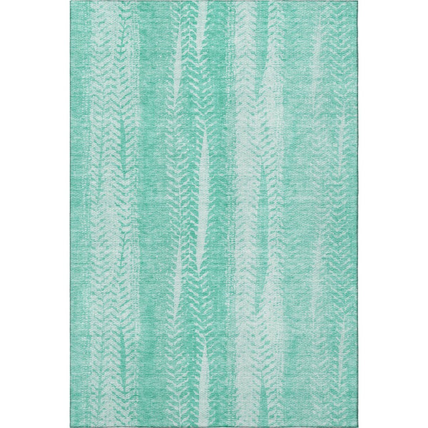 HomeRoots 10' Aqua and Ivory Striped Area Rug - Washable, UV Protected, Stain-Resistant for Easy Care & Style 656513