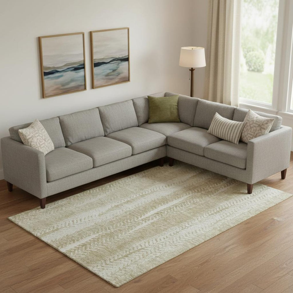 HomeRoots 8' X 10' Washable Beige and Ivory Striped Area Rug with UV Protection - Perfect for High-Traffic Rooms 656517