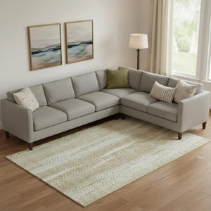 HomeRoots 8' X 10' Washable Beige and Ivory Striped Area Rug with UV Protection - Perfect for High-Traffic Rooms 656517