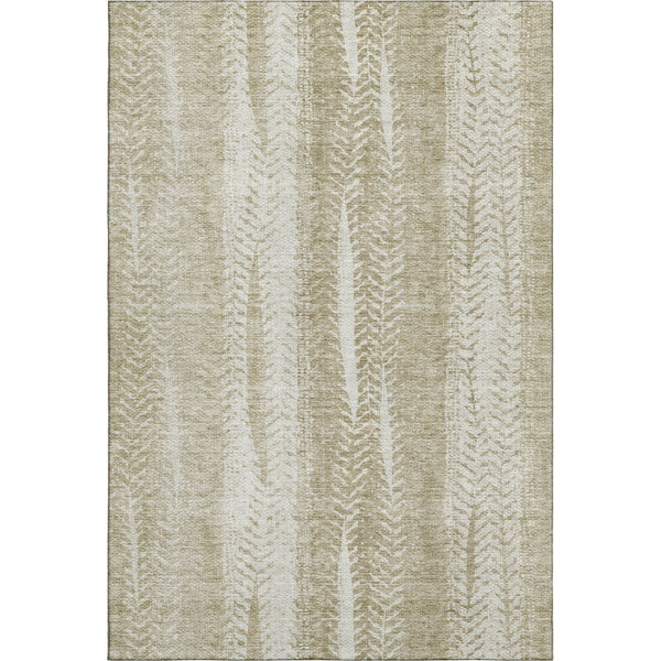 HomeRoots 9' X 12' Beige And Ivory Striped Washable Area Rug – Durable, UV-Protected, Perfect for Busy Homes! 656518
