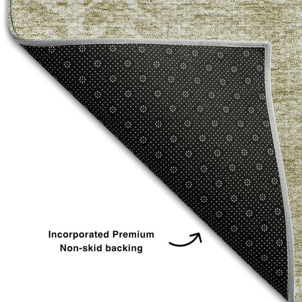 HomeRoots 9' X 12' Beige And Ivory Striped Washable Area Rug – Durable, UV-Protected, Perfect for Busy Homes! 656518