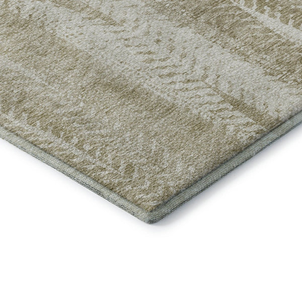 HomeRoots 9' X 12' Beige And Ivory Striped Washable Area Rug – Durable, UV-Protected, Perfect for Busy Homes! 656518