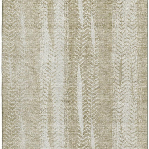 HomeRoots 9' X 12' Beige And Ivory Striped Washable Area Rug – Durable, UV-Protected, Perfect for Busy Homes! 656518