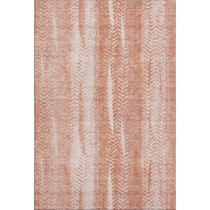 HomeRoots 10' Coral and Ivory Striped Washable Area Rug - Durable, UV Protected, Perfect for Coastal Décor 656525
