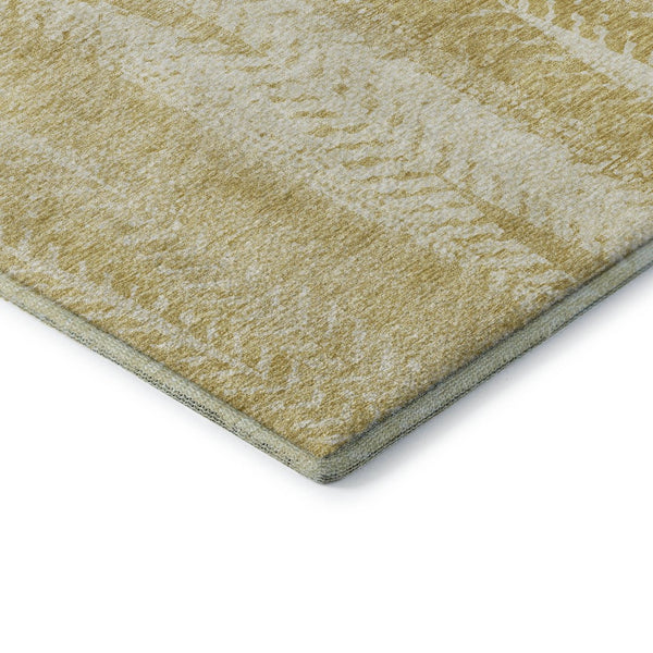 HomeRoots 8' X 10' Gold and Ivory Striped Area Rug - Durable, Washable, UV-Protected for Homes with Kids & Pets 656529