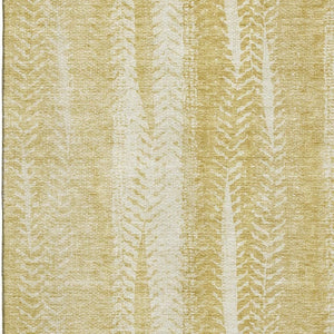 HomeRoots 8' X 10' Gold and Ivory Striped Area Rug - Durable, Washable, UV-Protected for Homes with Kids & Pets 656529