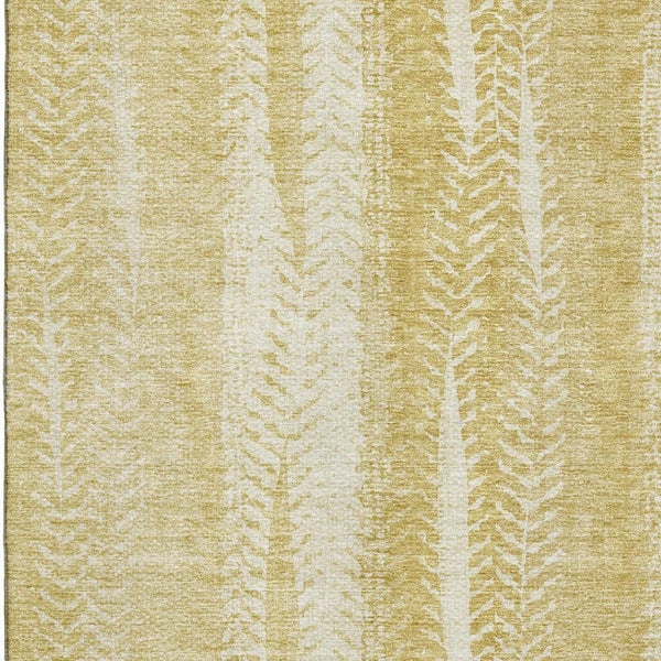 HomeRoots 8' X 10' Gold and Ivory Striped Area Rug - Durable, Washable, UV-Protected for Homes with Kids & Pets 656529