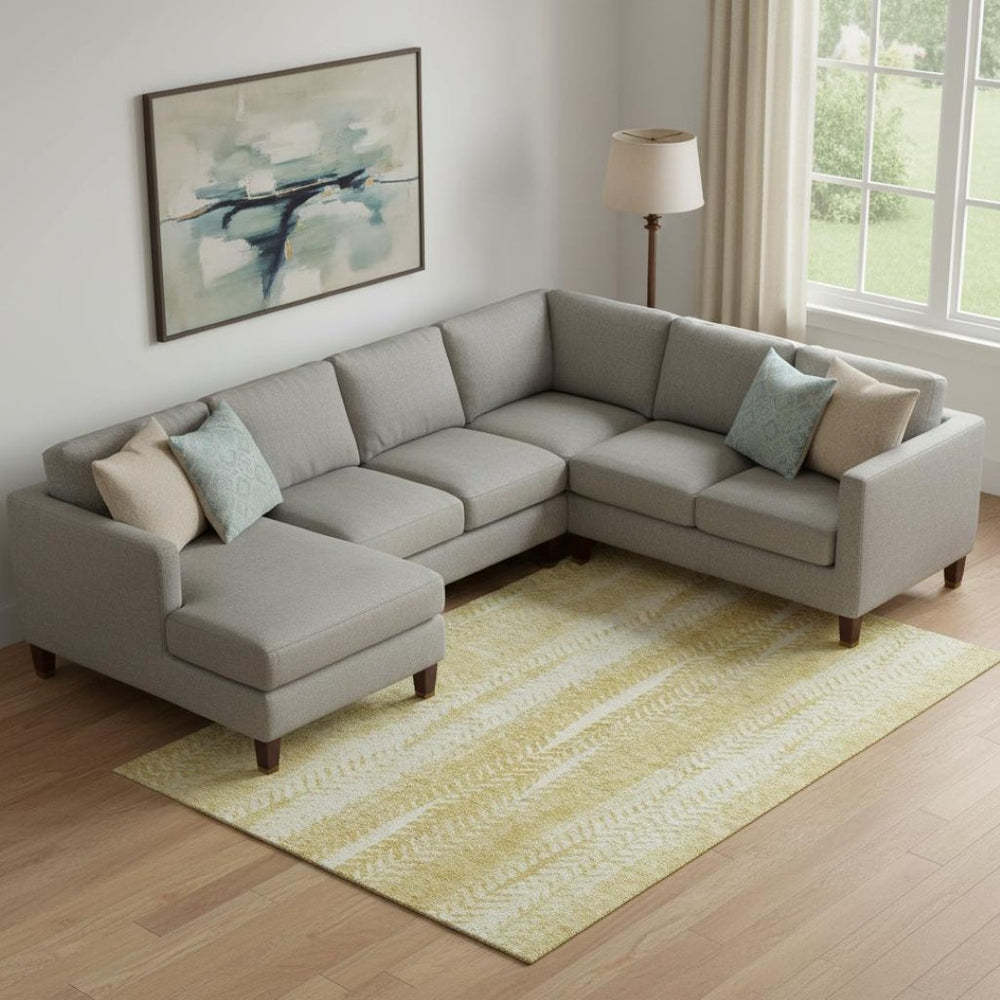 HomeRoots 8' X 10' Gold and Ivory Striped Area Rug - Durable, Washable, UV-Protected for Homes with Kids & Pets 656529