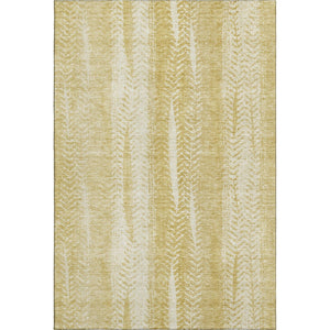 HomeRoots 9' X 12' Gold and Ivory Striped Washable Area Rug - Durable, Stain-Resistant with UV Protection! 656530