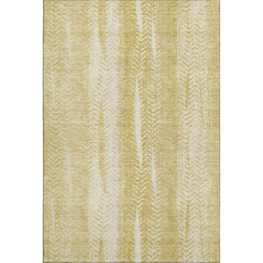 HomeRoots 10' Gold and Ivory Striped Washable Area Rug – Durable, UV-Protected, Perfect for Busy Homes! 656531