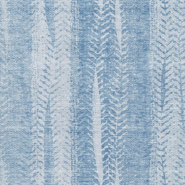 HomeRoots 8' X 10' Sky Blue & Ivory Striped Area Rug - Durable, Stain-Resistant, UV Protected for Easy Care! 656535