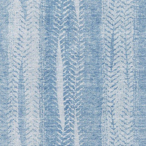 HomeRoots 9' X 12' Washable Sky Blue & Ivory Striped Area Rug with UV Protection for High-Traffic Spaces 656536