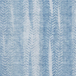 HomeRoots 9' X 12' Washable Sky Blue & Ivory Striped Area Rug with UV Protection for High-Traffic Spaces 656536