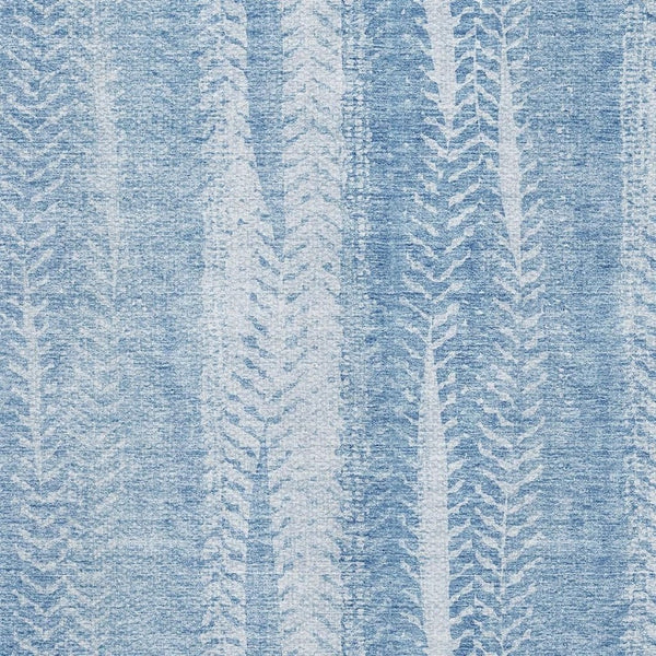 HomeRoots 9' X 12' Washable Sky Blue & Ivory Striped Area Rug with UV Protection for High-Traffic Spaces 656536