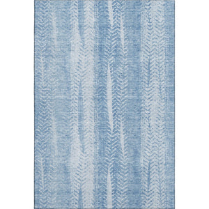 HomeRoots 10' X 14' Sky Blue & Ivory Striped Washable Area Rug with UV Protection for Homes with Kids & Pets 656537