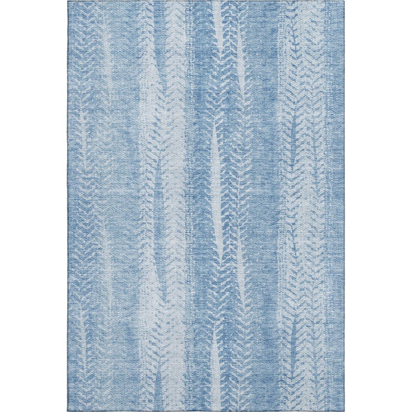 HomeRoots 10' X 14' Sky Blue & Ivory Striped Washable Area Rug with UV Protection for Homes with Kids & Pets 656537