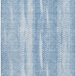 HomeRoots 10' X 14' Sky Blue & Ivory Striped Washable Area Rug with UV Protection for Homes with Kids & Pets 656537