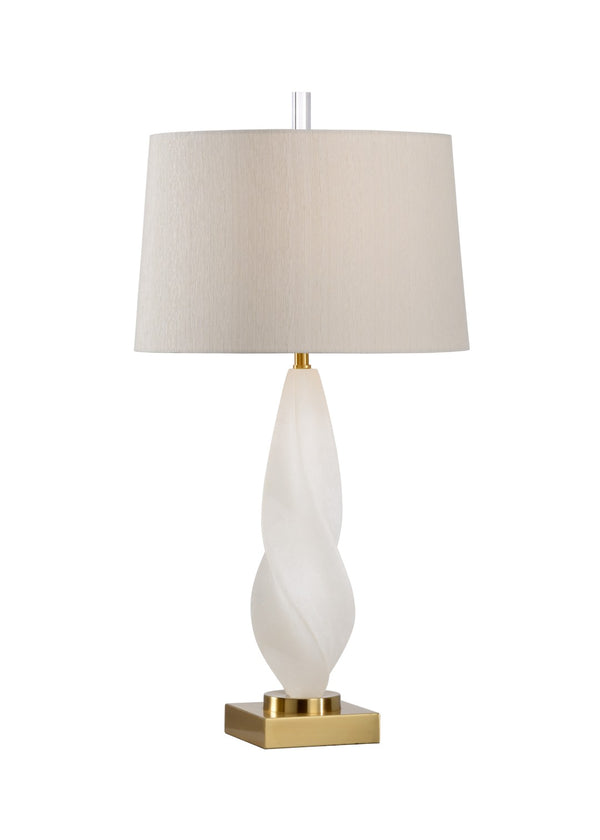 Wildwood Leclair Sculptural Alabaster Table Lamp With Antique Brass Base — Twirl Design, Warm Diffused Glow (98) 65654