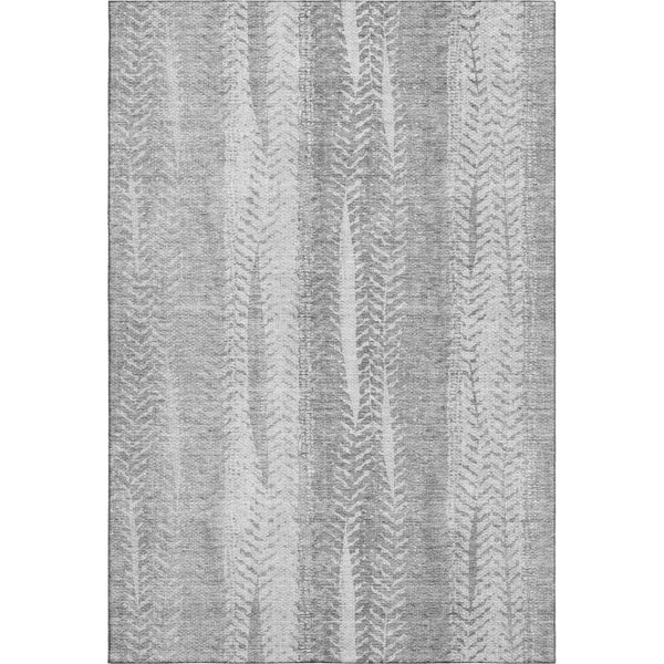 HomeRoots 10' X 14' Washable Silver and Gray Striped Area Rug with UV Protection - Durable, Stylish, Easy-Care Design 656543