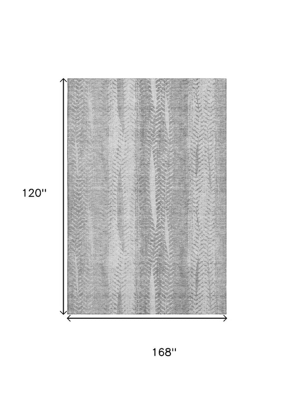 HomeRoots 10' X 14' Washable Silver and Gray Striped Area Rug with UV Protection - Durable, Stylish, Easy-Care Design 656543