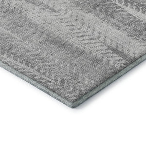 HomeRoots 10' X 14' Washable Silver and Gray Striped Area Rug with UV Protection - Durable, Stylish, Easy-Care Design 656543