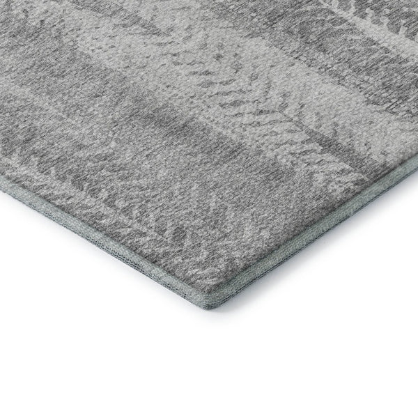HomeRoots 10' X 14' Washable Silver and Gray Striped Area Rug with UV Protection - Durable, Stylish, Easy-Care Design 656543