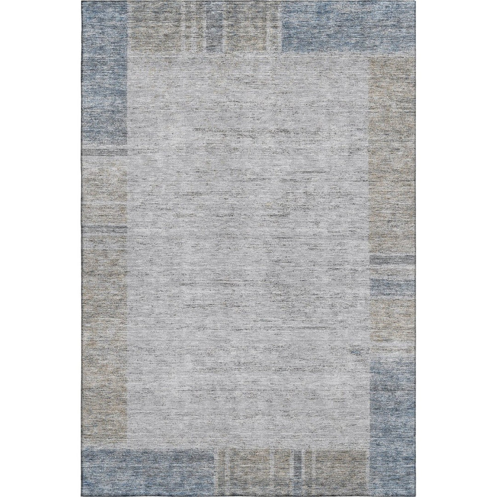 HomeRoots 8' X 10' Stylish Taupe and Blue Geometric Area Rug – Washable, UV Protected, Stain Resistant Design 656547