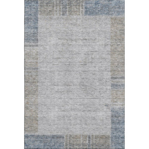 HomeRoots 8' X 10' Stylish Taupe and Blue Geometric Area Rug – Washable, UV Protected, Stain Resistant Design 656547