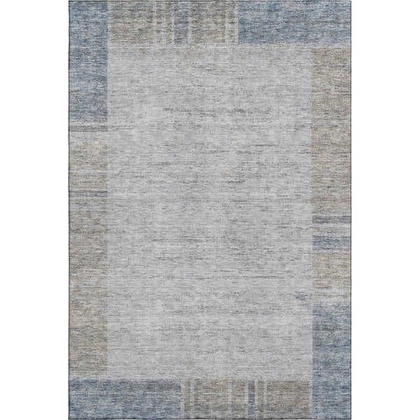 HomeRoots 8' X 10' Stylish Taupe and Blue Geometric Area Rug – Washable, UV Protected, Stain Resistant Design 656547
