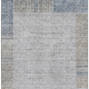 HomeRoots 10' X 14' Taupe and Blue Geometric Area Rug - Washable, UV-Protected, Durable for Busy Homes! 656549