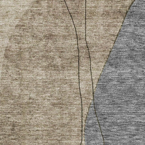 HomeRoots 8' X 10' Washable Brown Beige & Blue Abstract Area Rug - UV Protected, Durable & Family-Friendly Design 656553