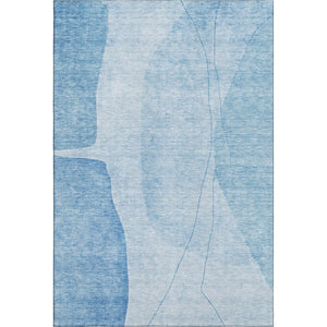 HomeRoots 5' Blue and Ivory Abstract Area Rug - Washable, UV Protected, Stain Resistant for High-Traffic Areas 656557