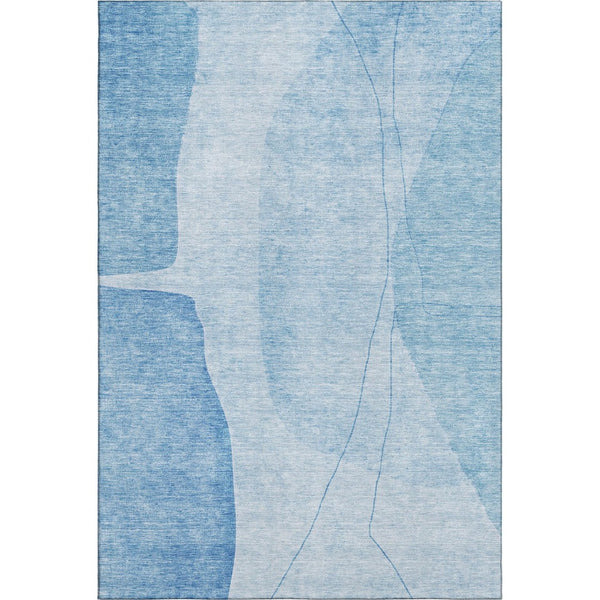 HomeRoots 5' Blue and Ivory Abstract Area Rug - Washable, UV Protected, Stain Resistant for High-Traffic Areas 656557