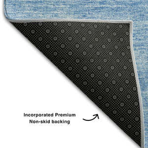 HomeRoots 5' Blue and Ivory Abstract Area Rug - Washable, UV Protected, Stain Resistant for High-Traffic Areas 656557