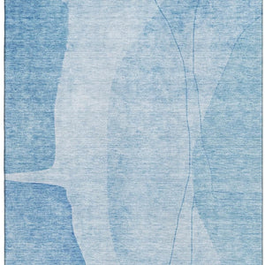 HomeRoots 8' X 10' Blue And Ivory Abstract Washable Area Rug - Stylish, Durable, UV-Protected for Modern Homes 656559
