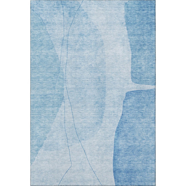 HomeRoots 9' X 12' Blue And Ivory Abstract Area Rug - Stylish, Washable, UV-Protected for Busy Homes & Pets 656560