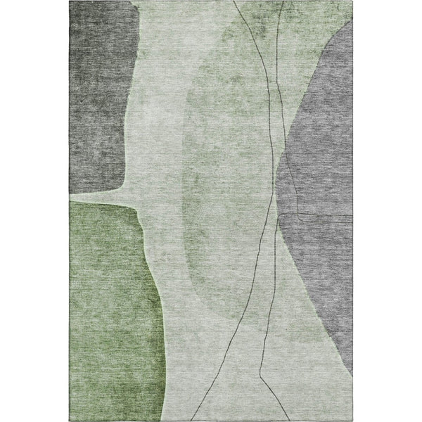 HomeRoots 10' X 14' Stylish Abstract Area Rug in Green, Gray & Ivory - Washable, Stain Resistant & UV Protected! 656567